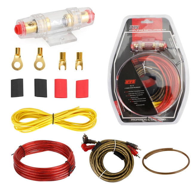 1500W 10 GA Cable MJ-8 Car Amplifier Wiring Kit Audio RCA Sub FUSE Wiring Wire