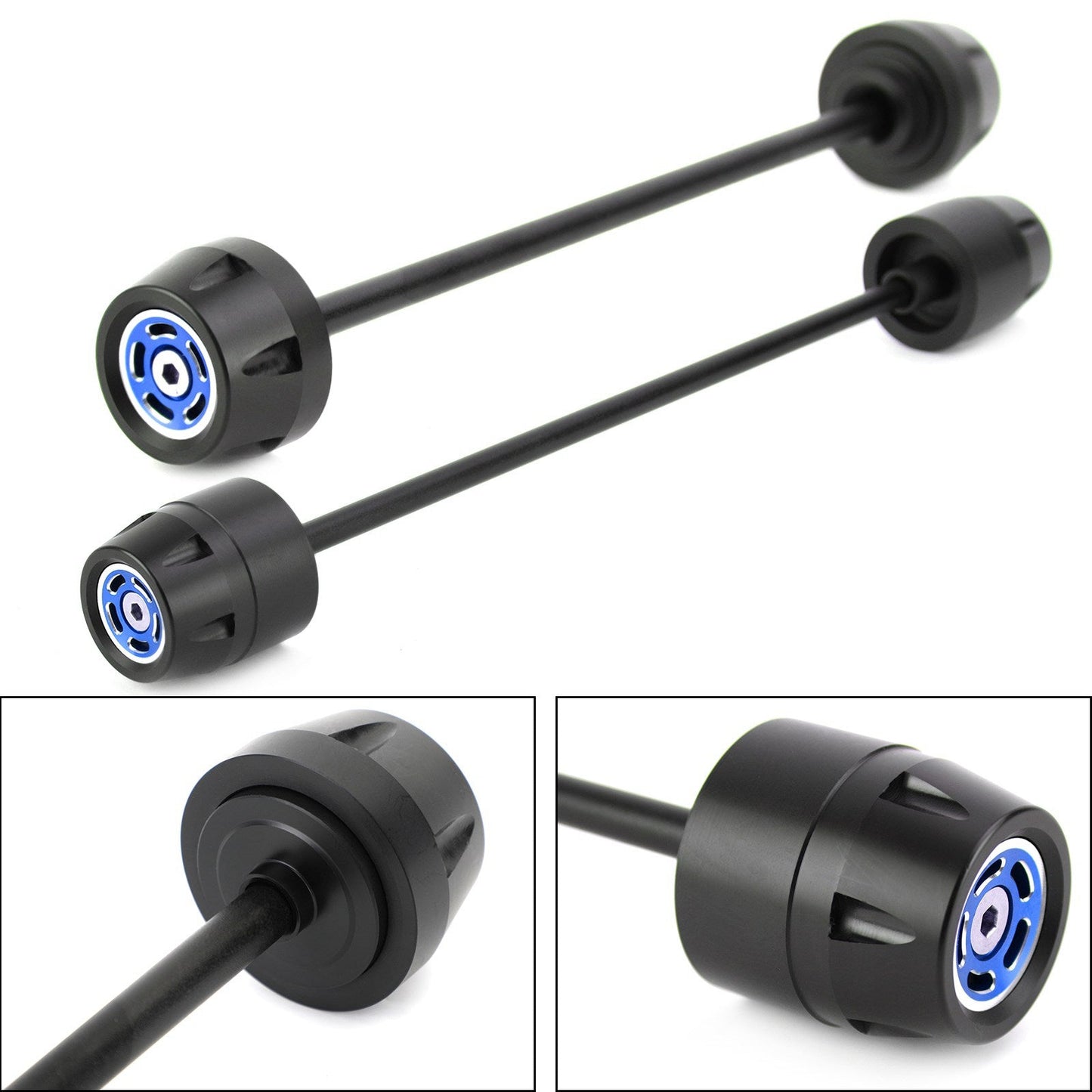 FRONT + REAR Axle Fork Wheel Slider Blue Fit for Ducati Scrambler 400 800 1100