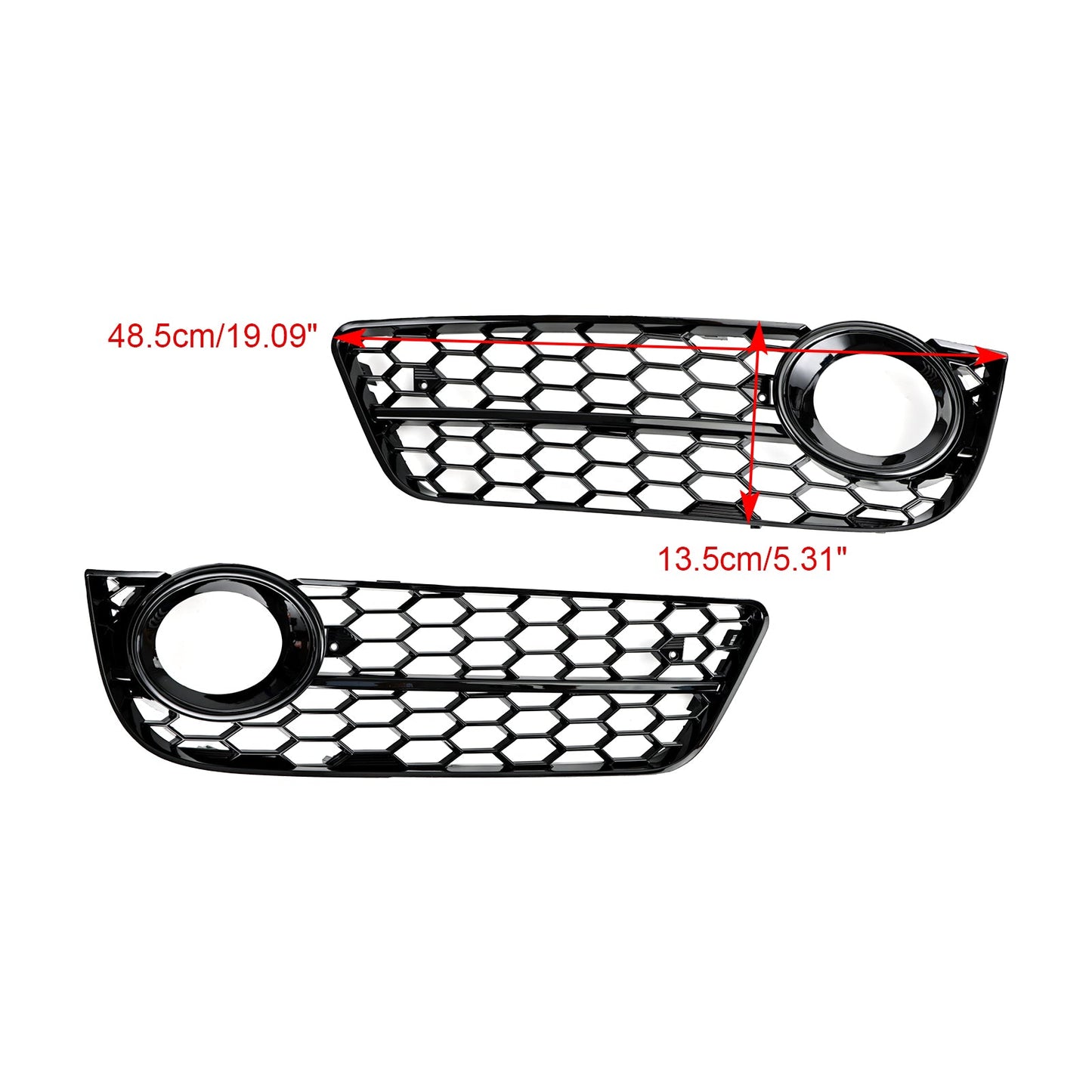 2007-2011 Audi A5 Pair Honeycomb Front Fog Lamp Cover Grille Grill