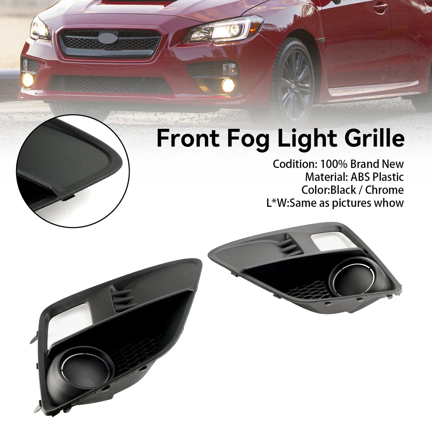 Subaru WRX & STi 2015-2017 2PCS Front Fog Light Cover Bezel Grill Grille
