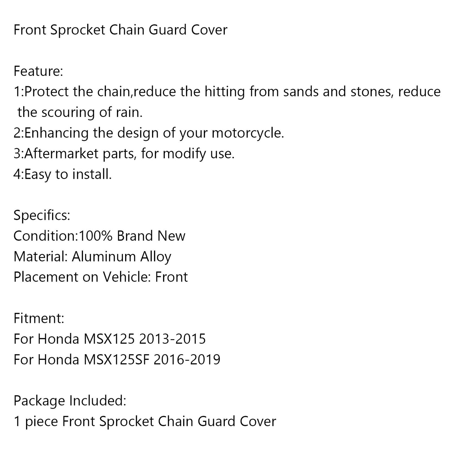 Front Sprocket Chain Guard Cover Left Engine for Honda Grom MSX125 MSX125SF
