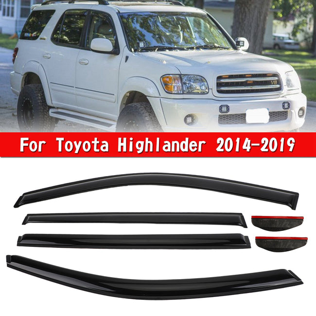 Car Window Sun Rain Guard Visors Kit 6PCS For Toyota Highlander 2014-2019