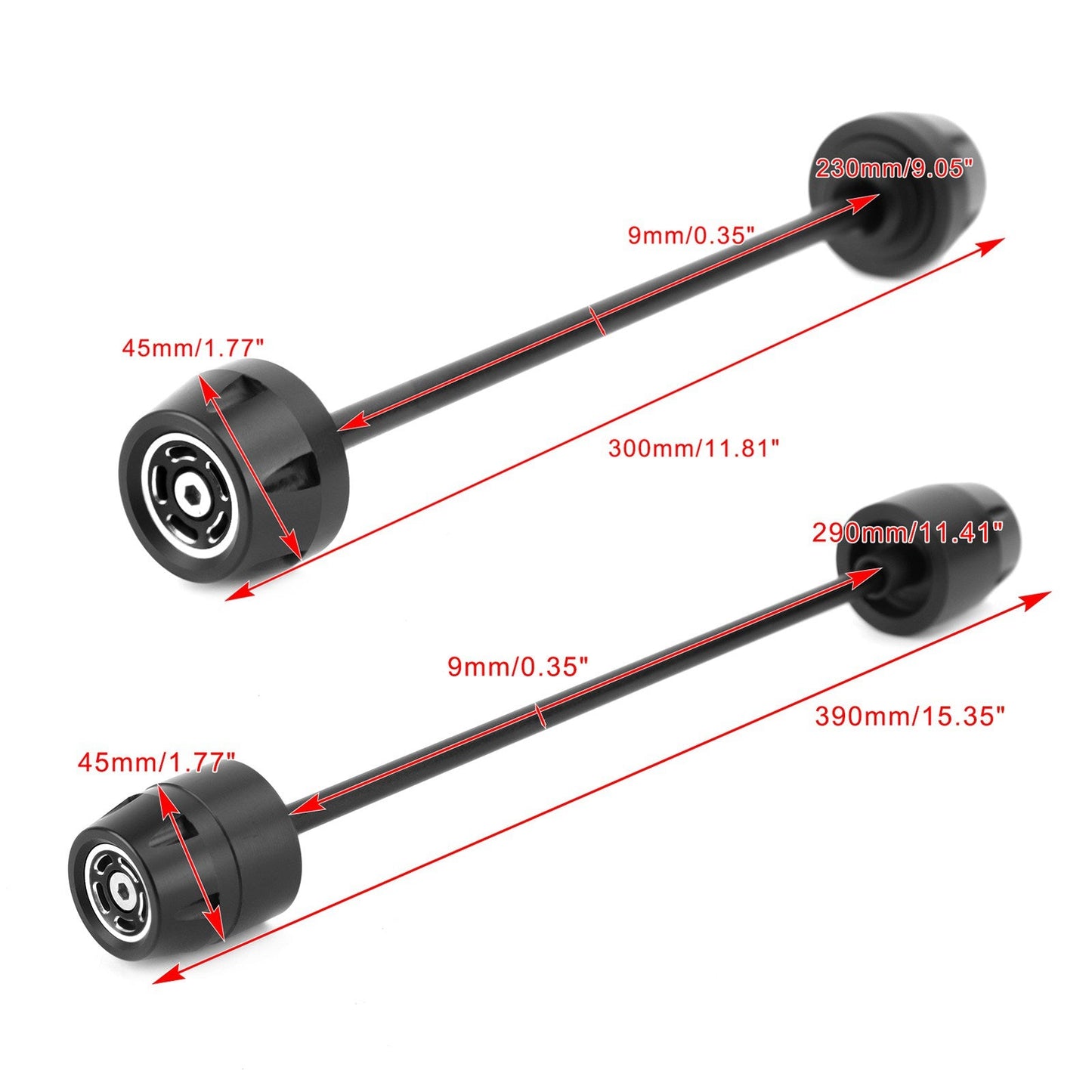 FRONT + REAR Axle Fork Wheel Slider Black Fit for Ducati Scrambler 400 800 1100