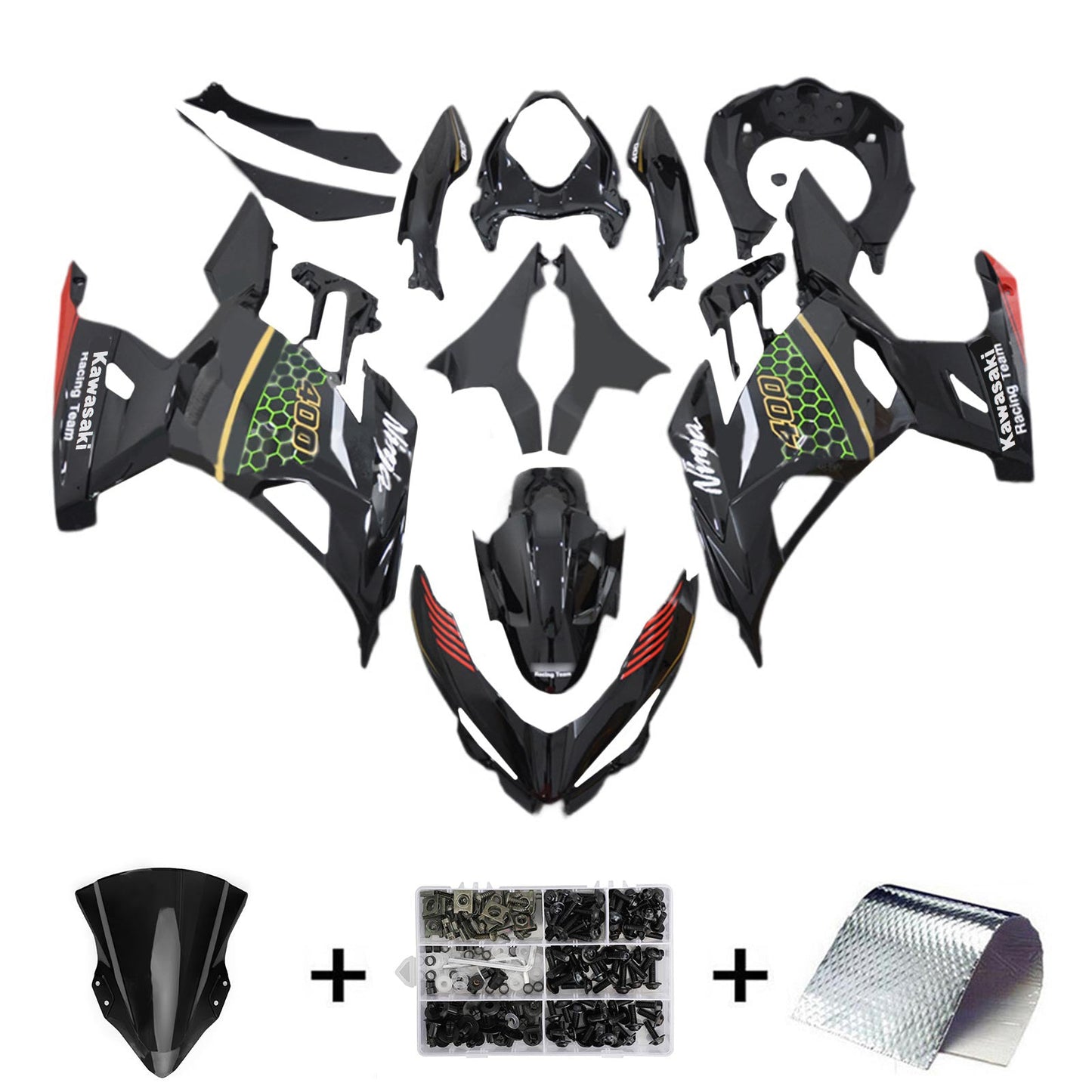 2018-2023=4 Kawasaki EX400 Ninja400 Fairing Kit Bodywork Plastic ABS