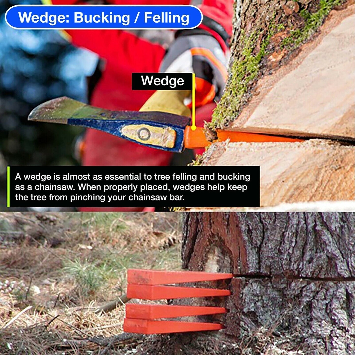 5.5" Wedges Fit Logging Bucking Falling Chainsaw Tool Made Tree Felling