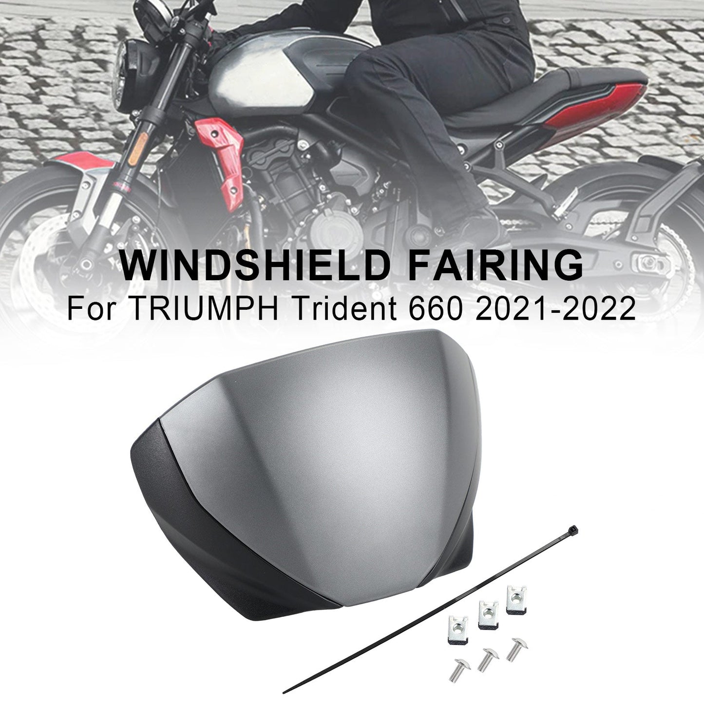 Front Screen Windshield Fairing Windscreen Deflector For Trident 660 2021+ Black