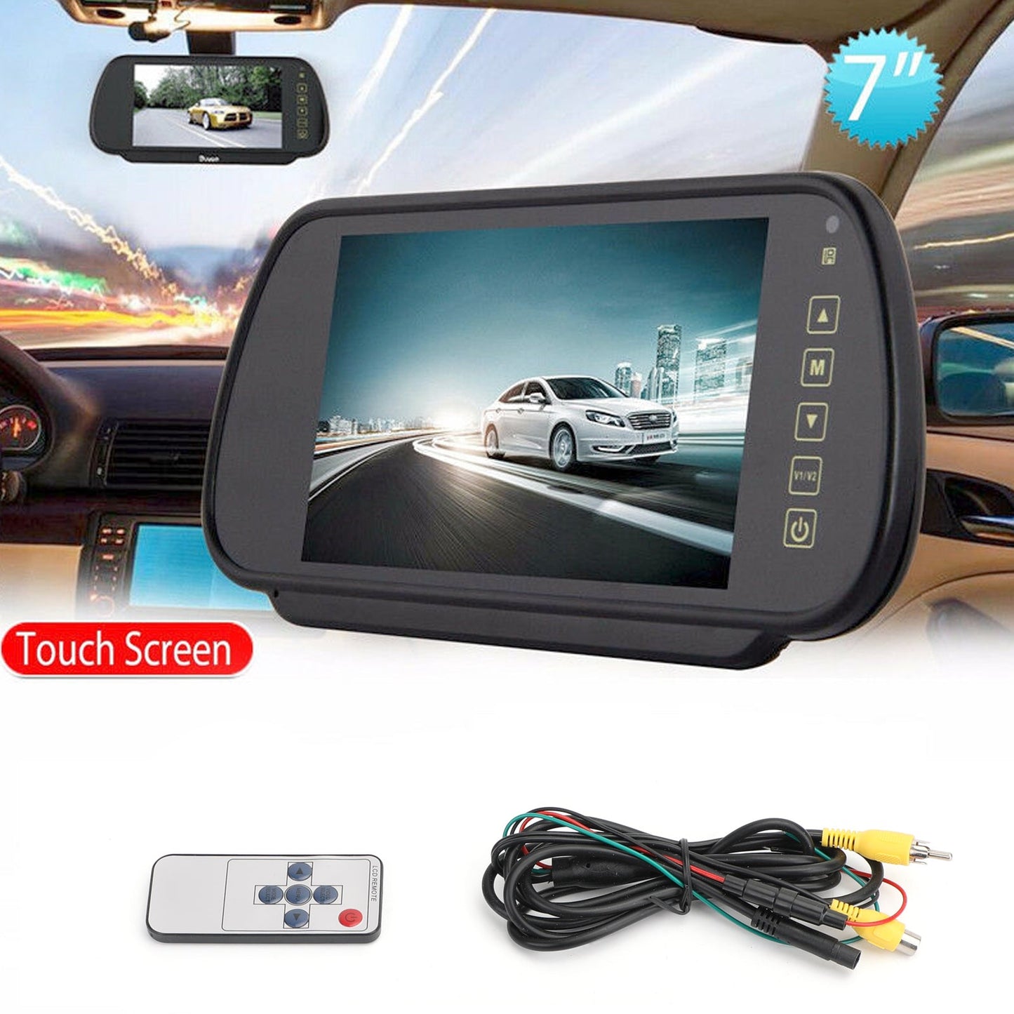 Bus Car Reversing Camera EE Screen 7" LCD Car Rear View Monitor Sensors Lens