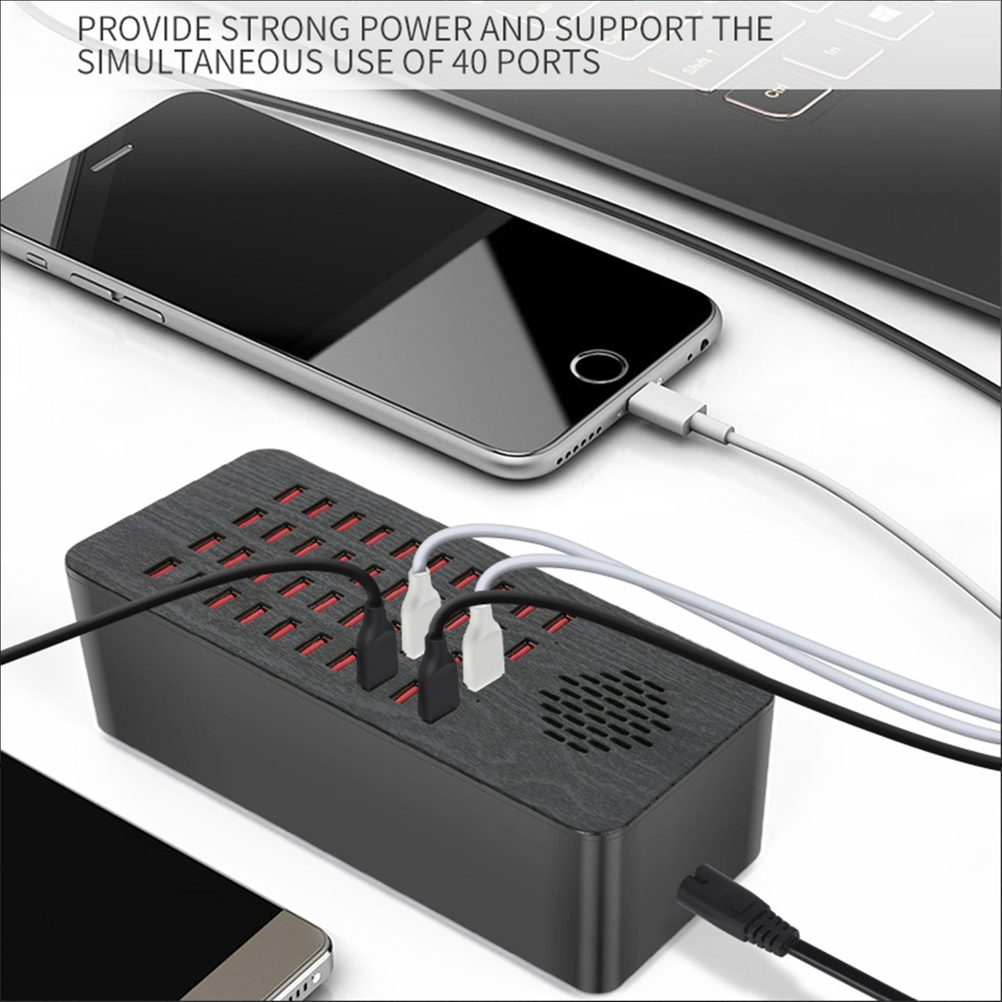 200W 40 Port USB Charging Station Cell Phone Charger for iphone Samsung UK Plug