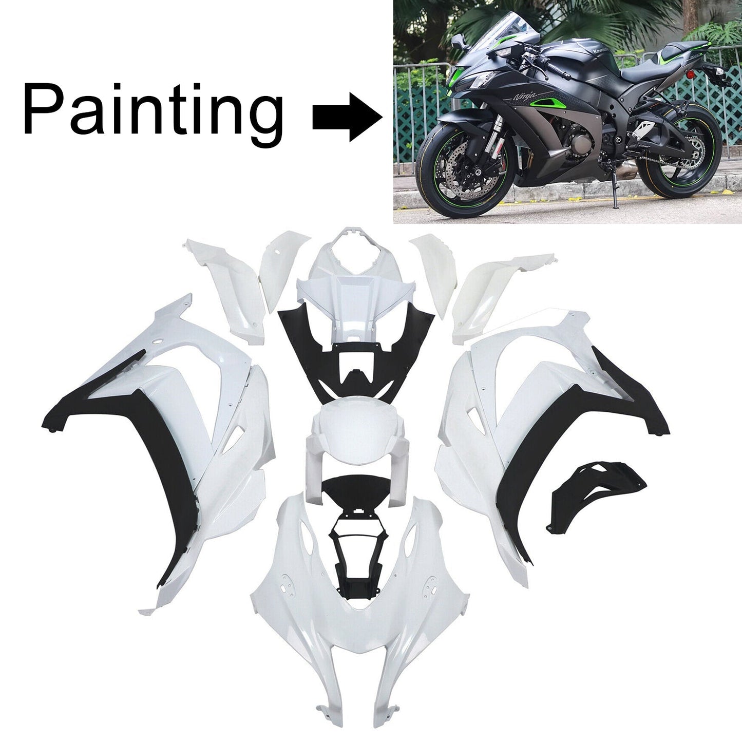 2016-2020 Kawasaki ZX10R Amotopart Injection Fairing Kit Bodywork Plastic ABS #125