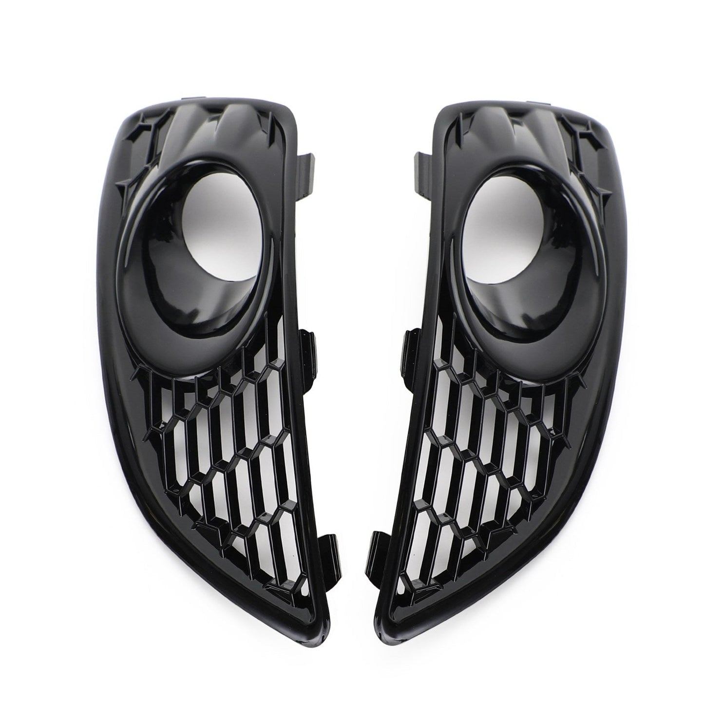 Pair Grille Gloss Black Front Fog Light Lamp Cover Fit Ford Fiesta 2013-2017