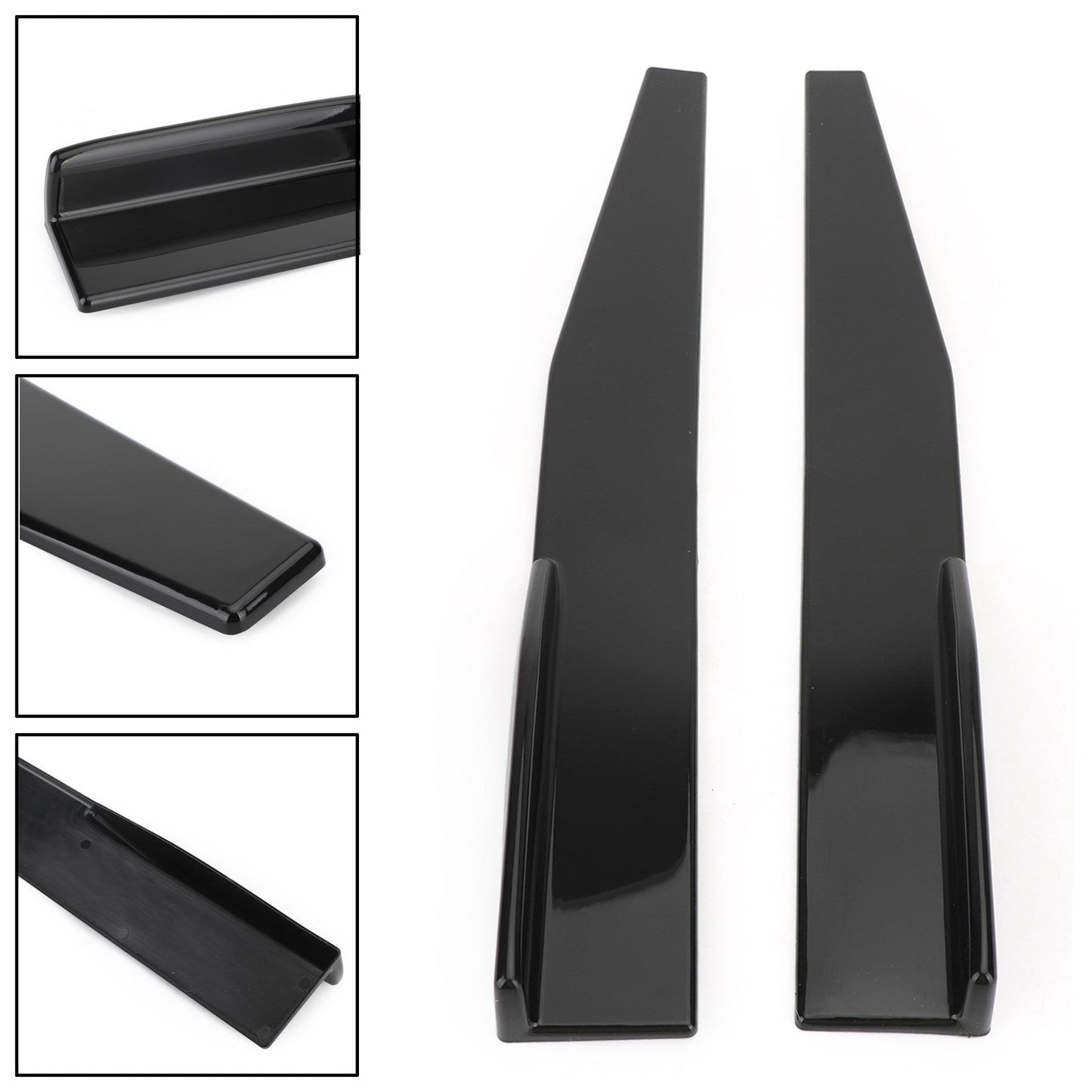 Pair 86cm Car Gloss Black Side Skirts Rocker Splitters Diffuser Winglet Wings