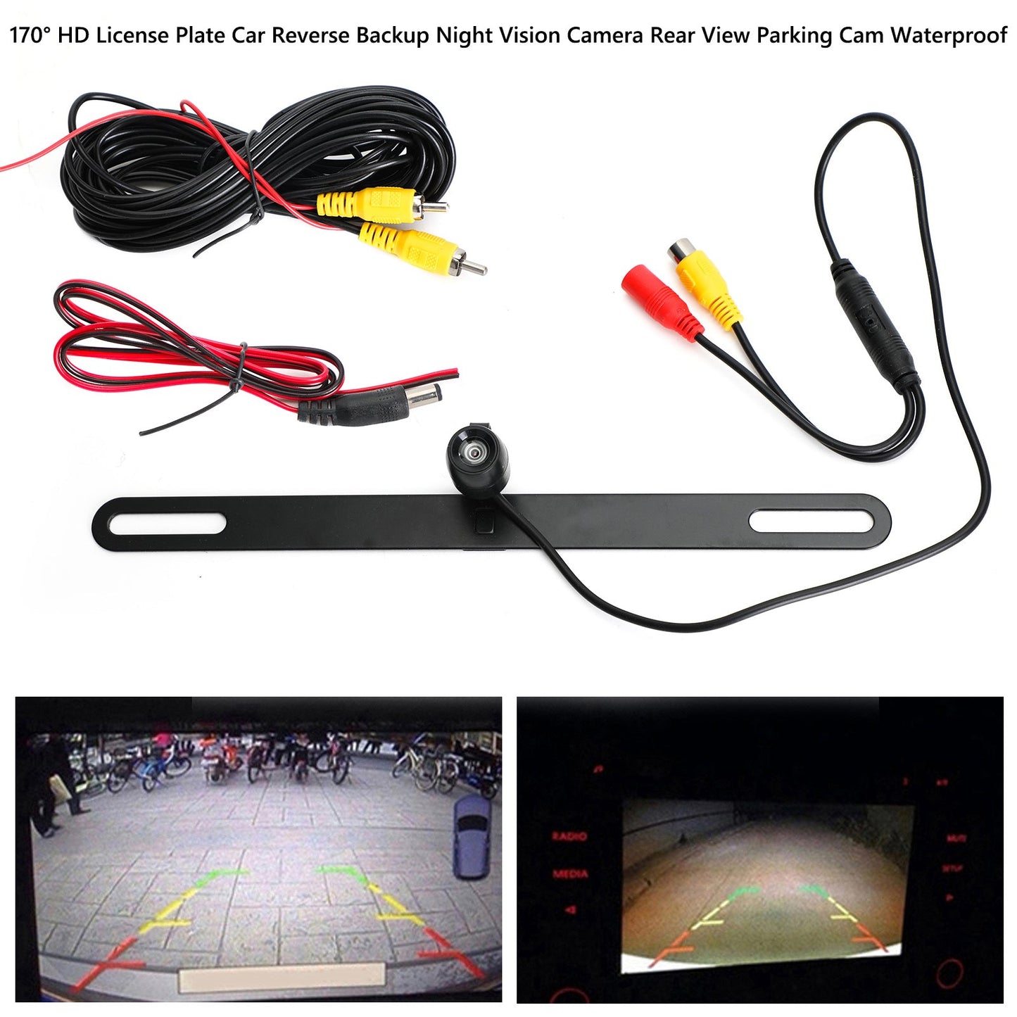 170°HD License Plate Car Rear View Reverse Backup Camera Night Vision Waterproof