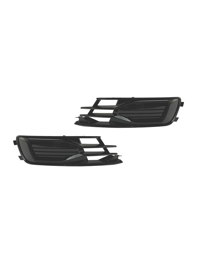 Audi A6 C7 2014-2018 2PCS Front Bumper Foglight Cover Grill Grille Black