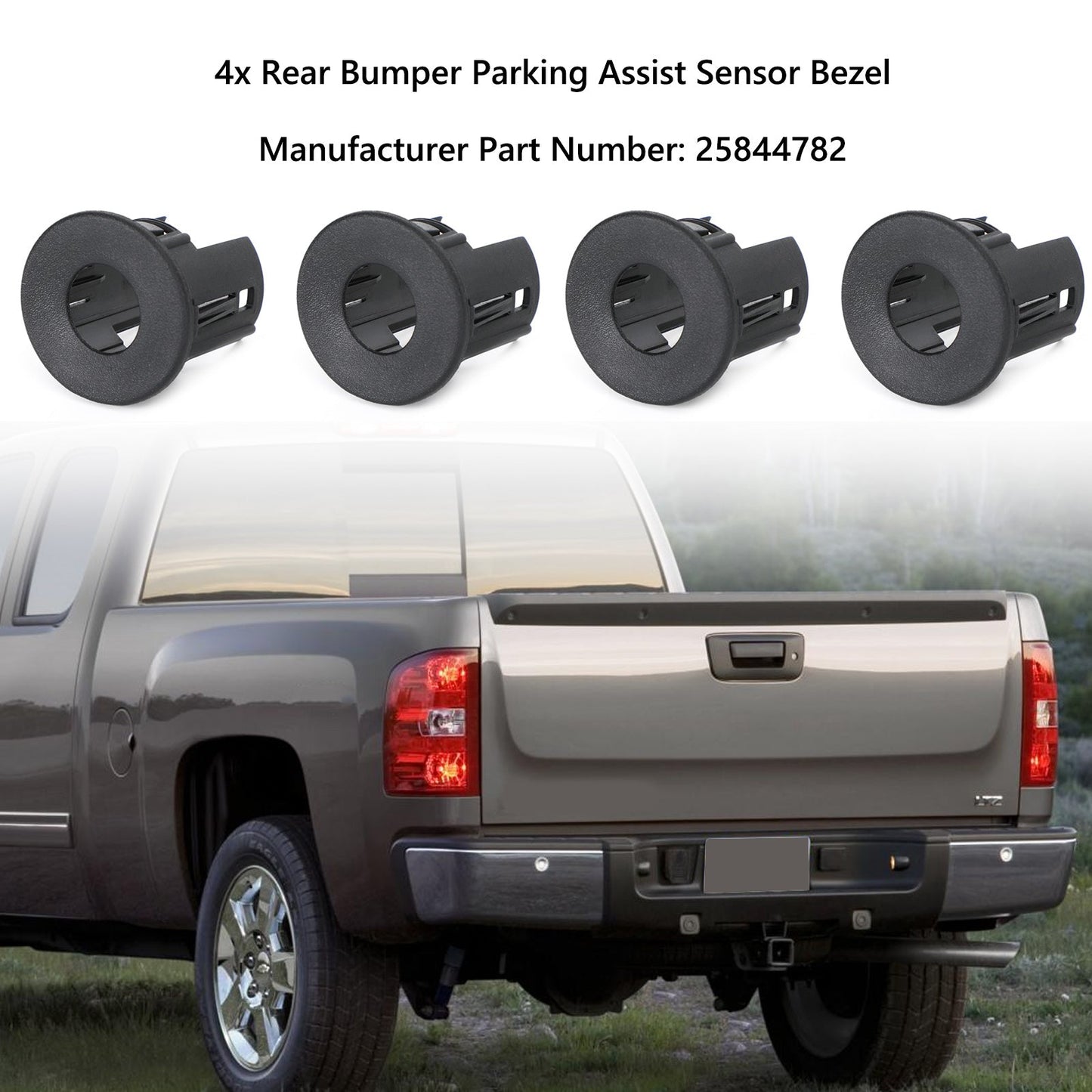 4X Rear Bumper Parking Assist Sensor Bezel Black Plastic For Chevrolet 2007-2013