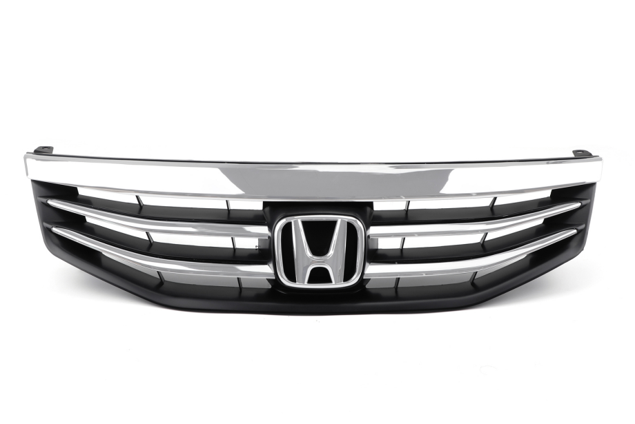 Front Upper Bumper Hood Black Chrome Grille Grill Fit Honda Accord 2011-2012 4DR