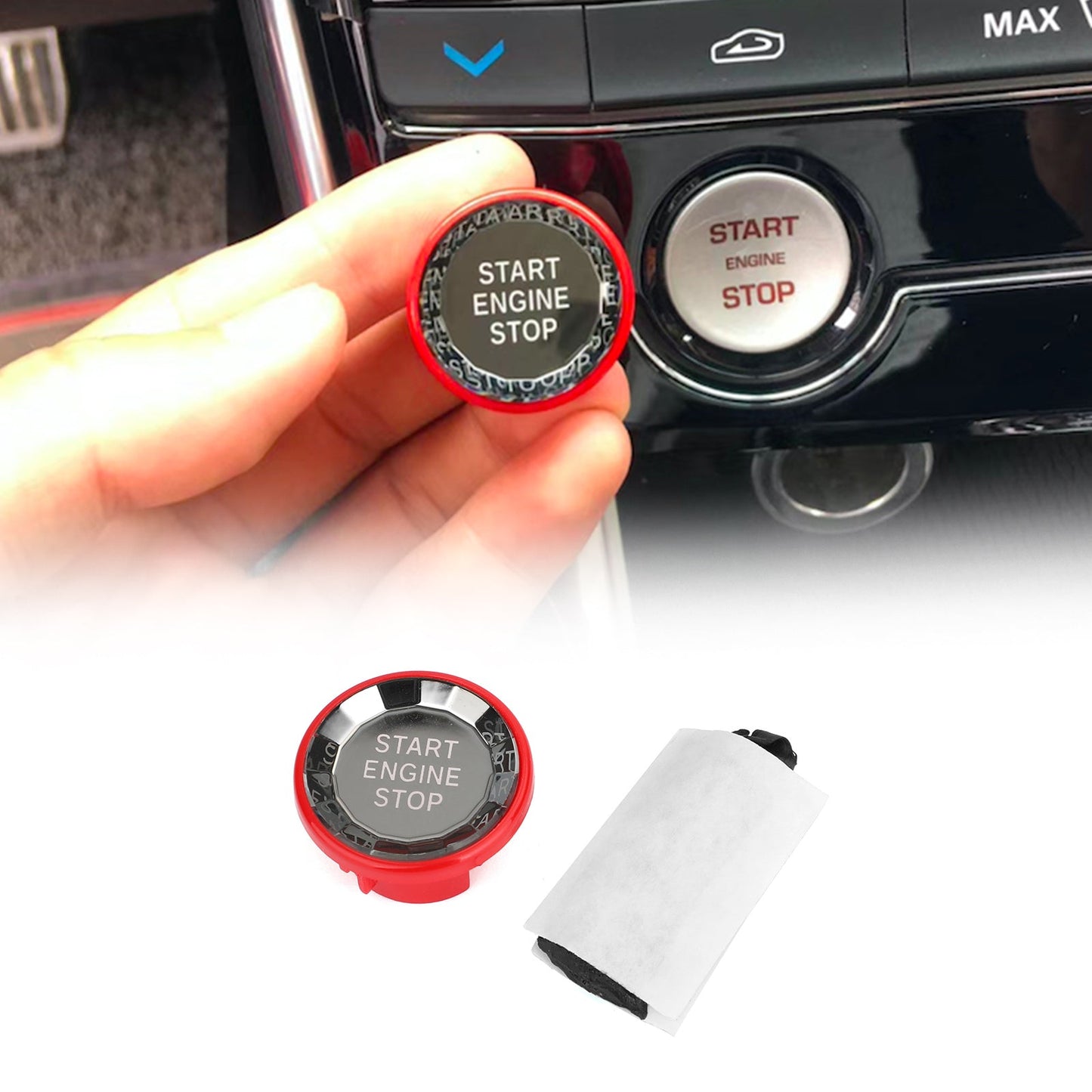 Engine Start Stop Push Button Knob Switch Decor Cover Fit For Jaguar XF XE F-Pace BLK
