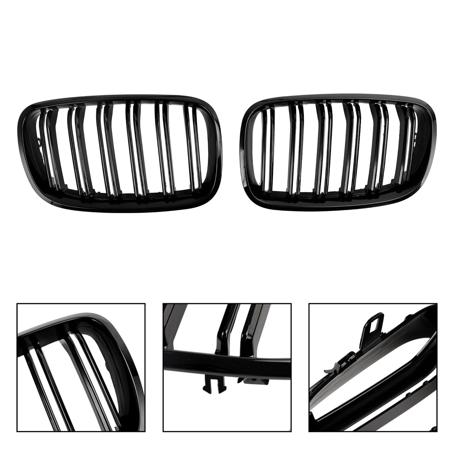 BMW X6 Hybrid E72 2008-2011 Front Bumper Kidney Grille Grill Gloss Black