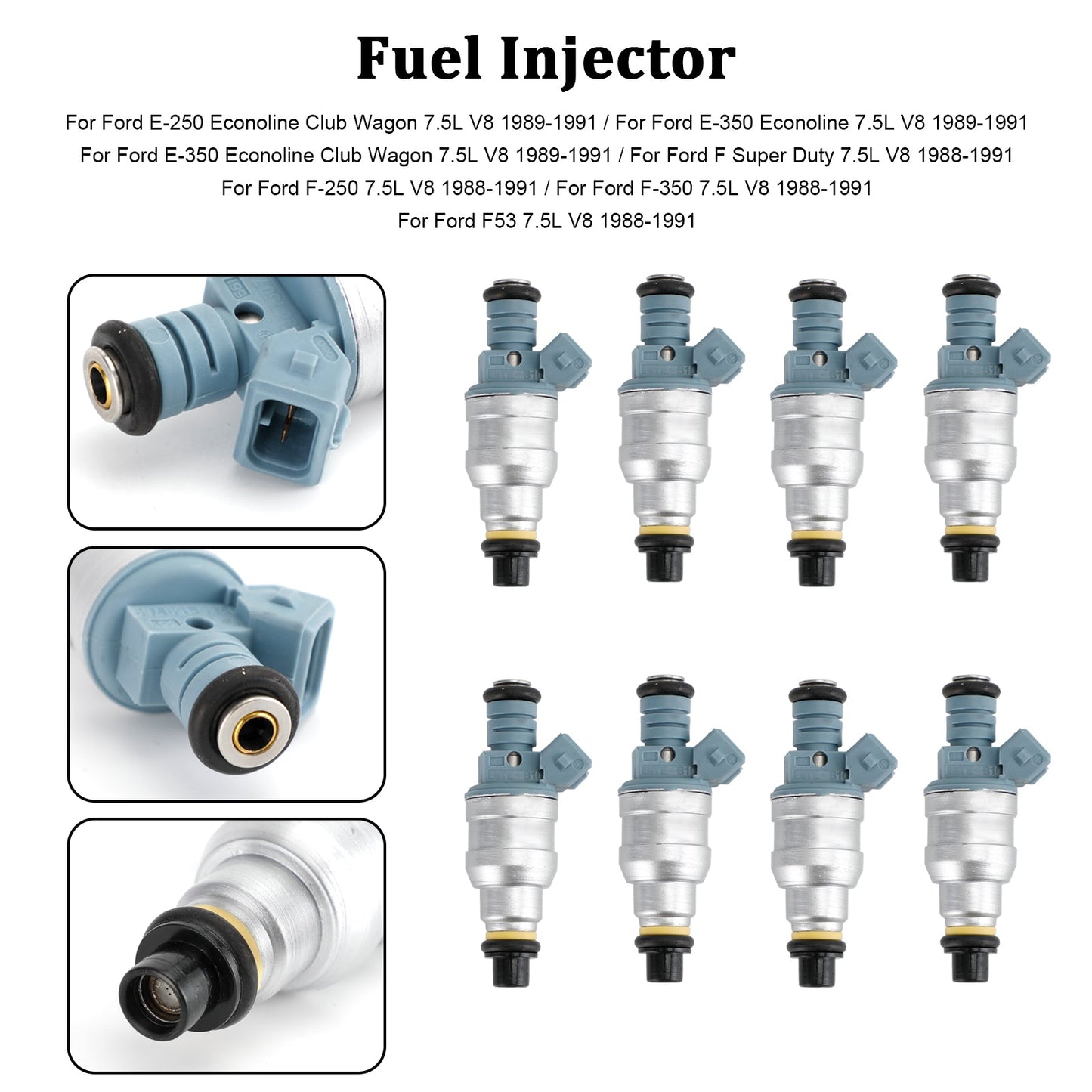 1988-1991 Ford E-250 E-350 7.5L V8 822-11120 8PCS Fuel Injectors 0280150759