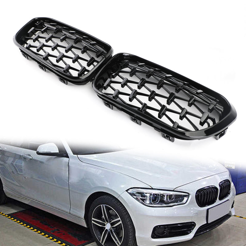 Meteor Black Front Kidney Grille Fit BMW 2015-2017 1 Series F20/F21