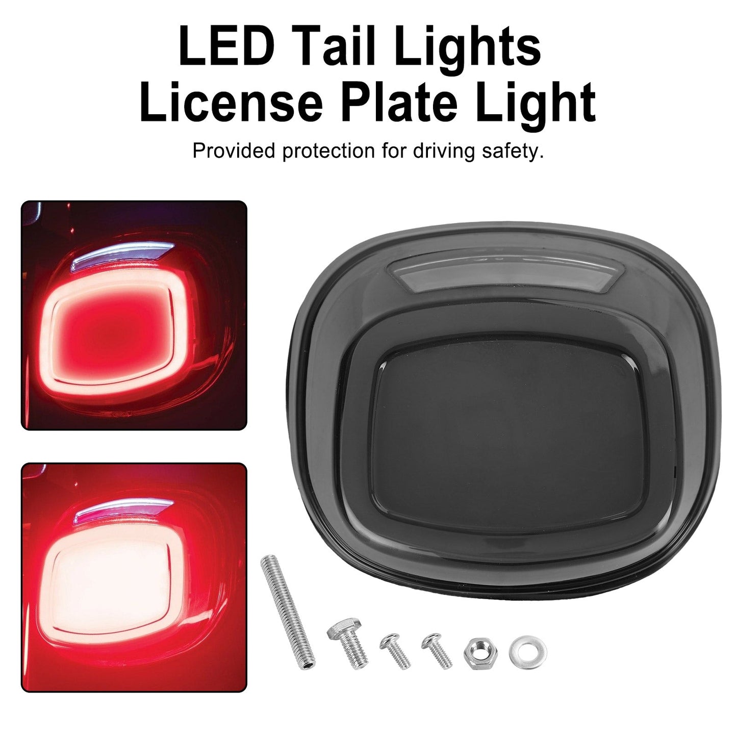 LED Tail Lights License Plate Light For Touring Softail Dyna Sportster 99-Up Gray