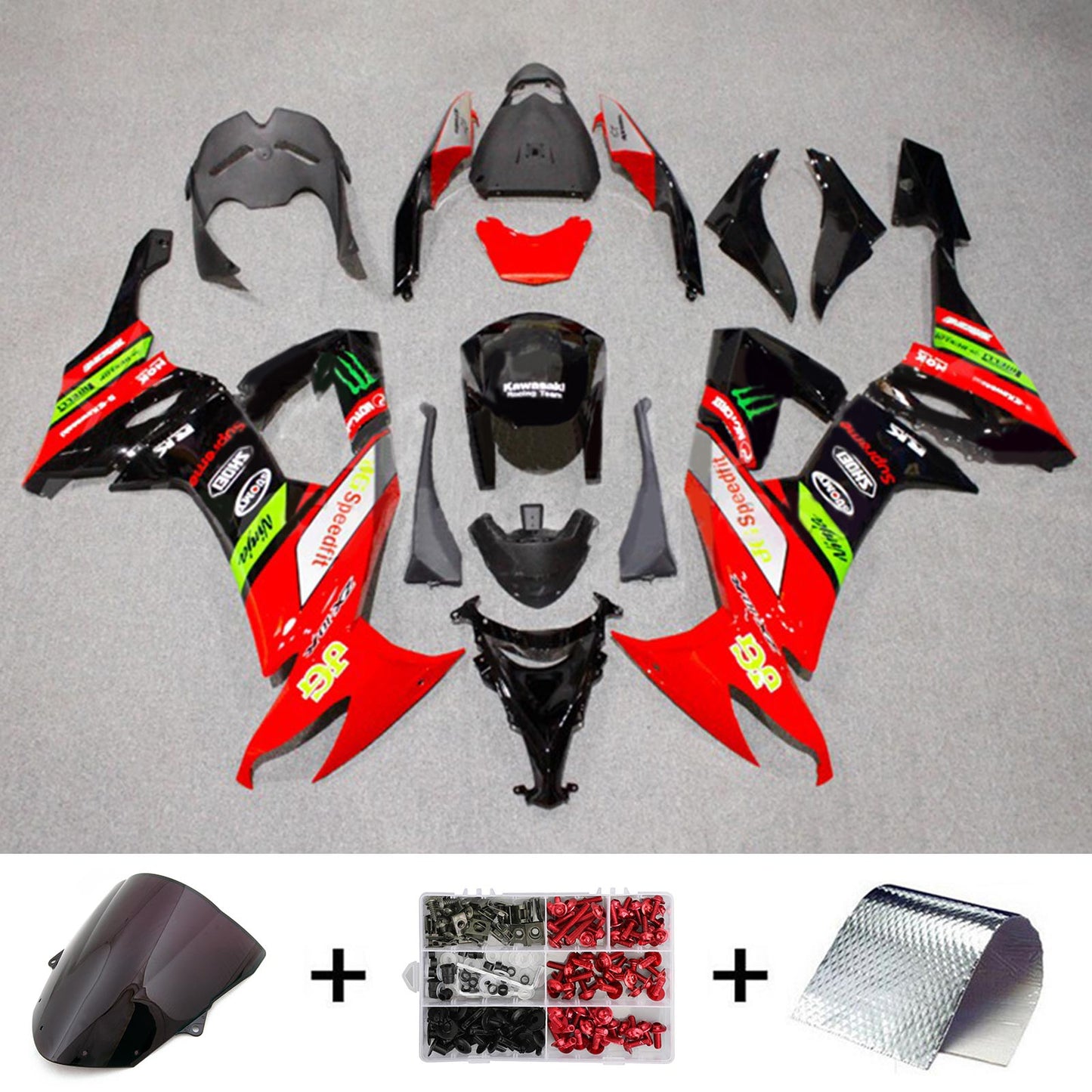 2008-2010 Kawasaki ZX10R Injection Fairing Kit Bodywork Plastic ABS#126