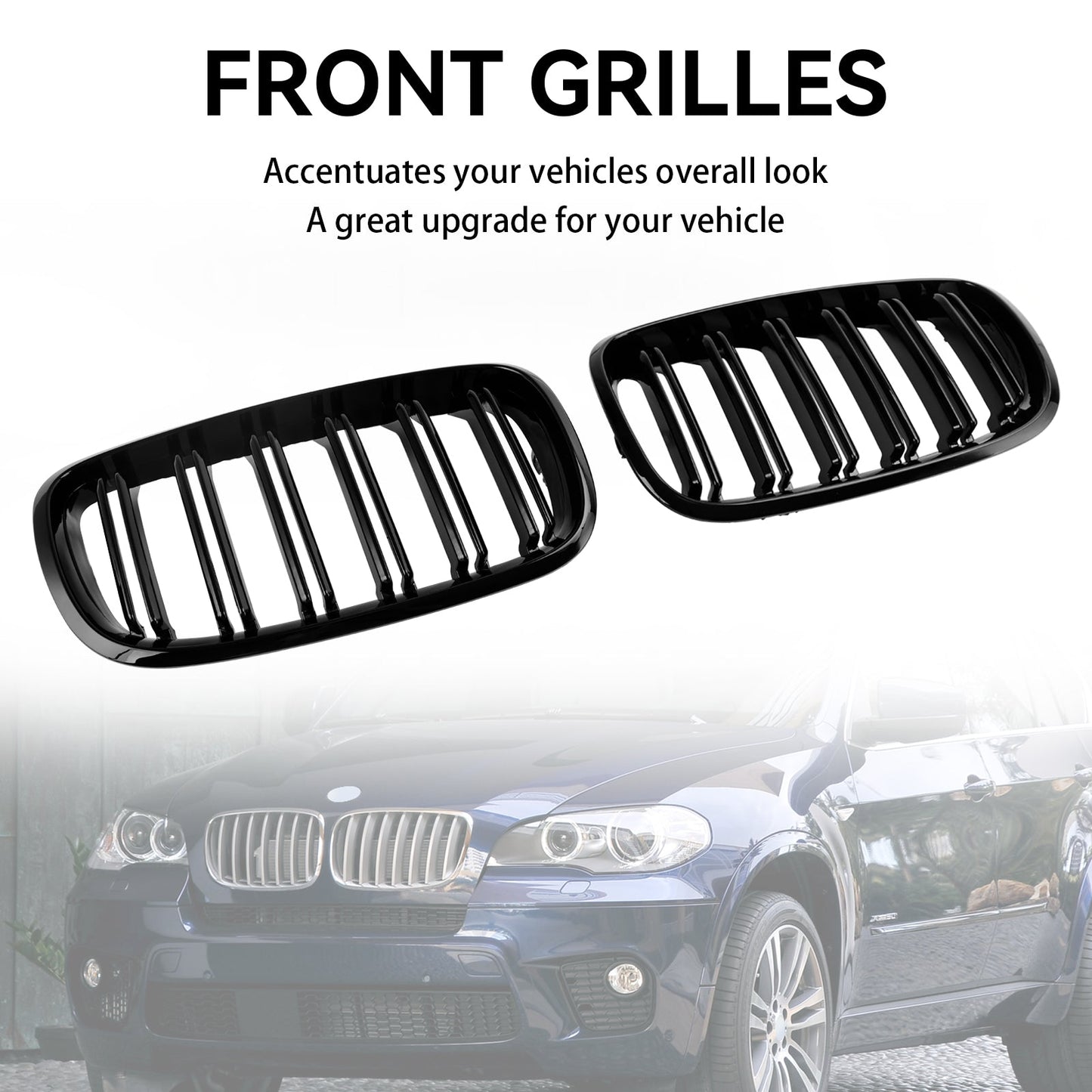 BMW X6 Hybrid E72 2008-2011 Front Bumper Kidney Grille Grill Gloss Black