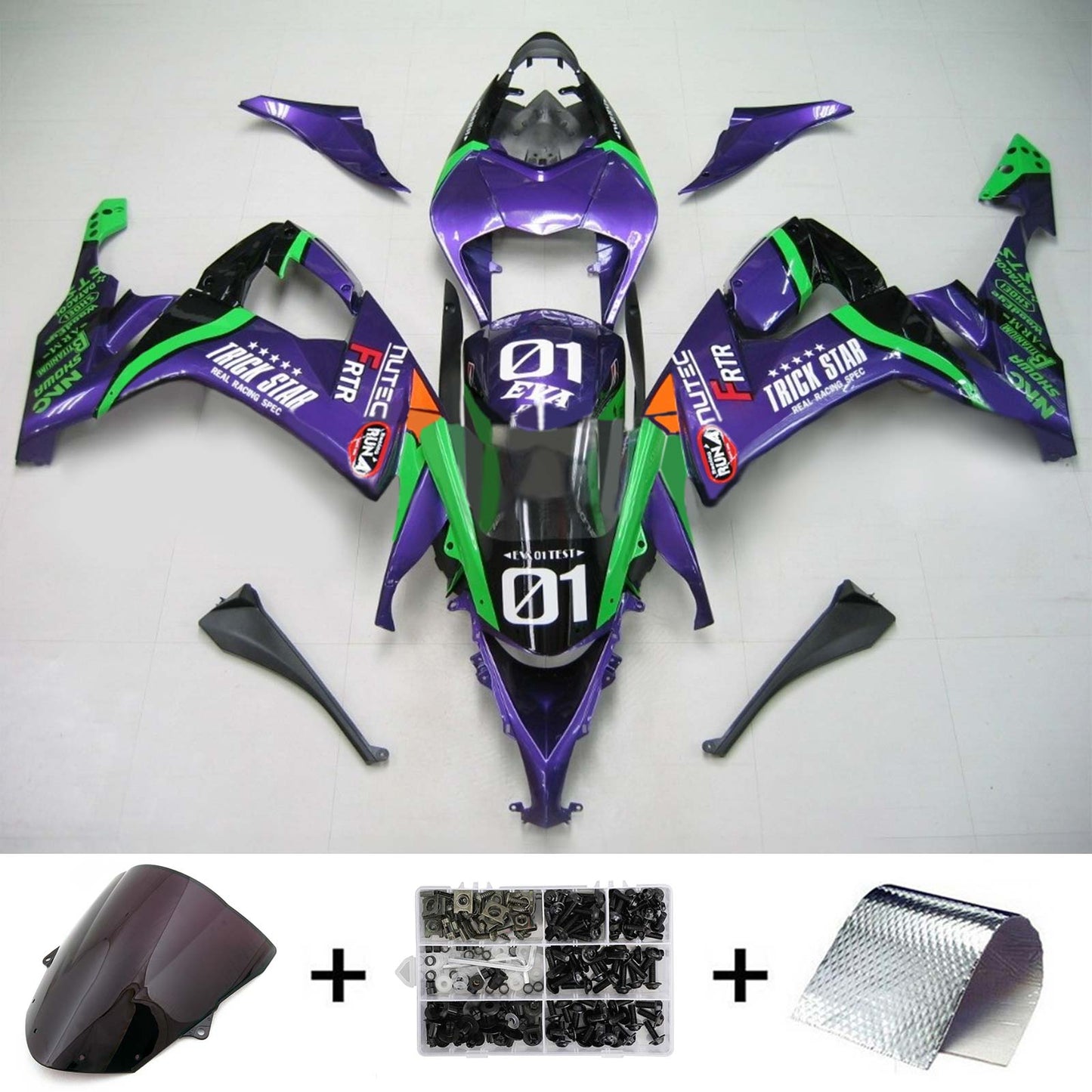 2008-2010 Kawasaki ZX10R Amotopart Injection Fairing Kit Bodywork Plastic ABS #115