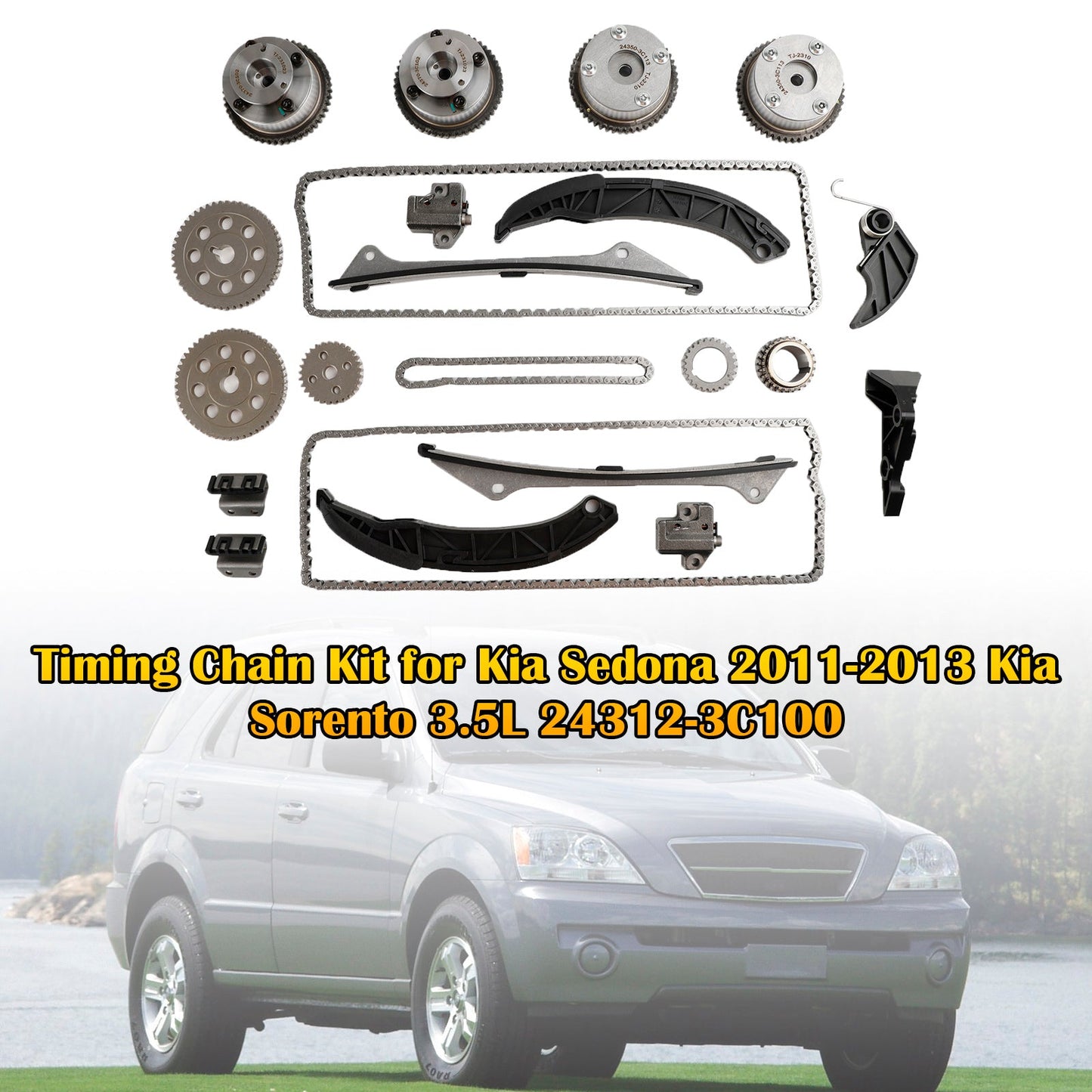 2011-2012 Hyundai Genesis COUPE 3.8L / Kia Sedona 3.5L Timing Chain Kit 24312-3C100 24420-3C100 24410-3C300