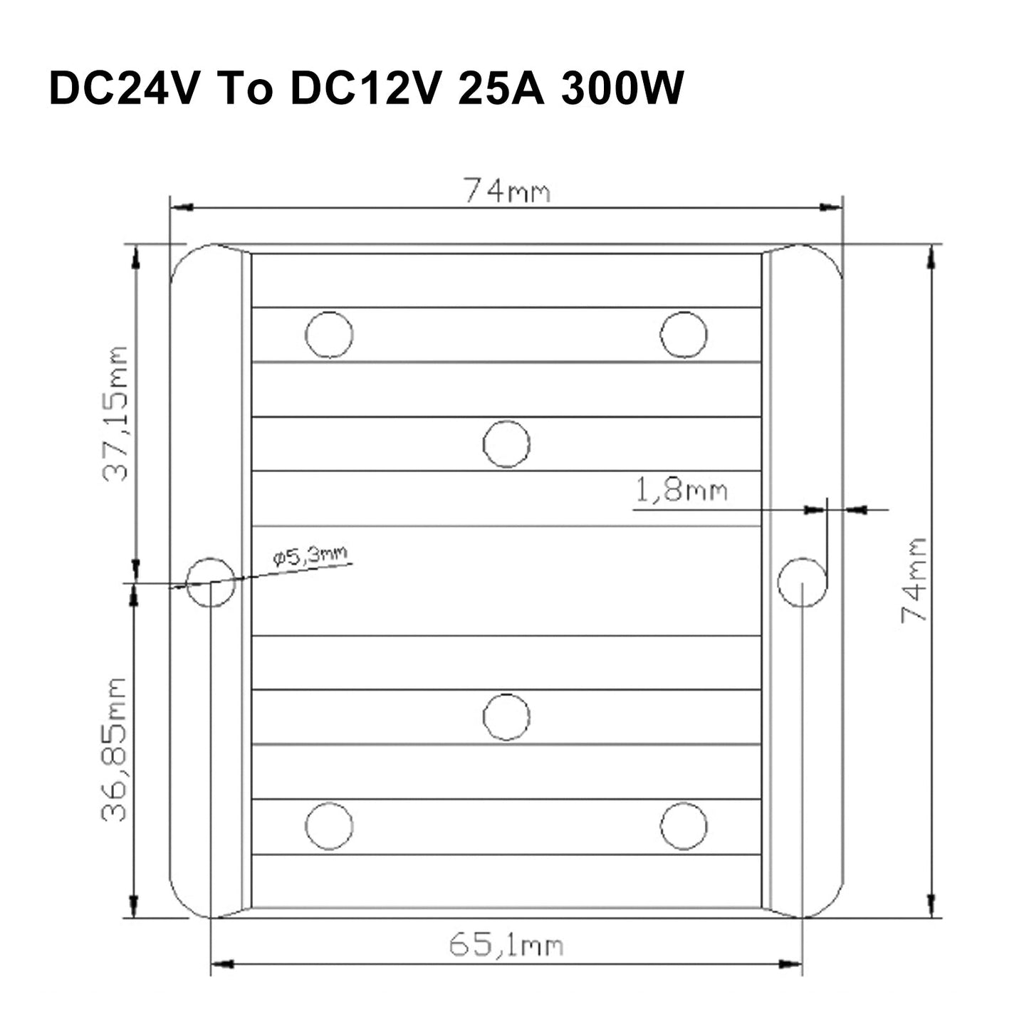 WaterProof 24V to 12V 25A 300W Step Down DC/DC Power Converter Regulator