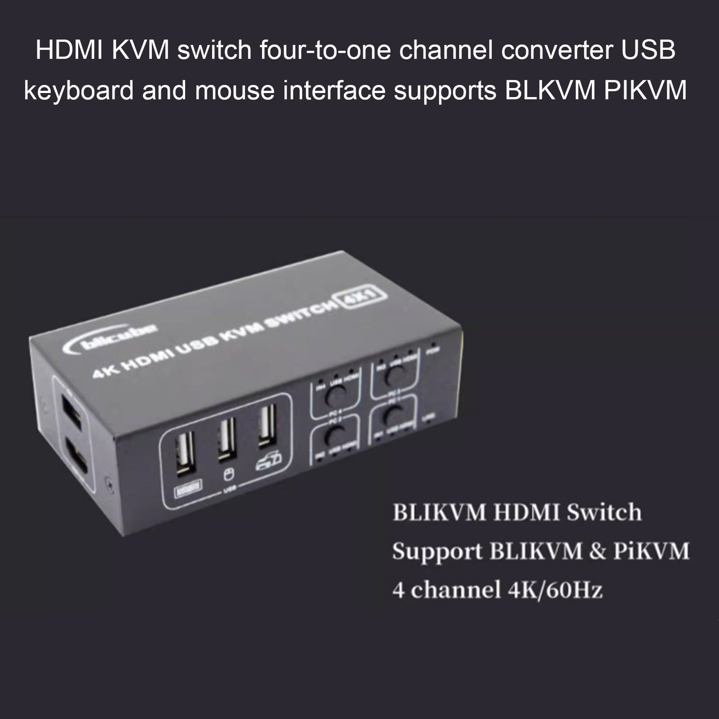 HDMI KVM Switch four-to-one Channel Converter Supports BLKVM PIKVM