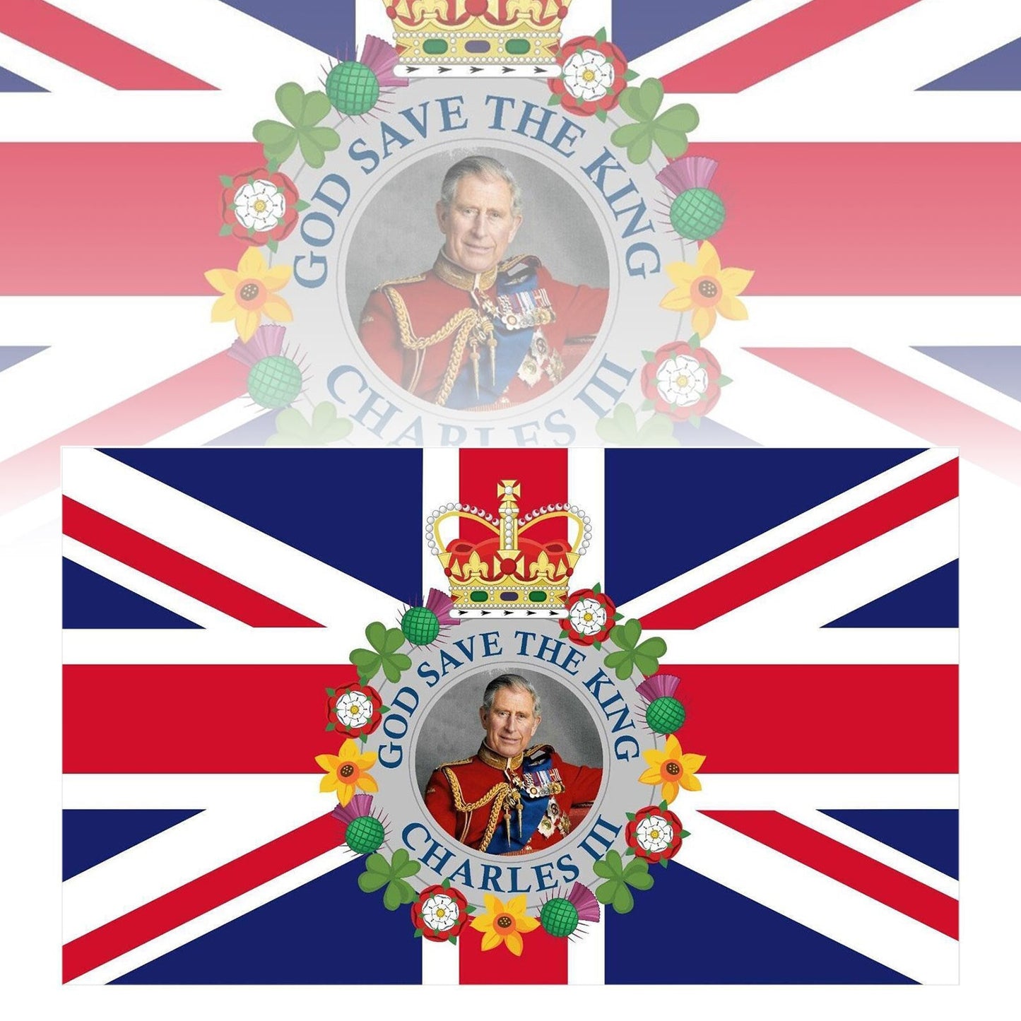 God Save The King Charles Ⅲ Flag 5X3FT Prince Charles New King Flag Polyester