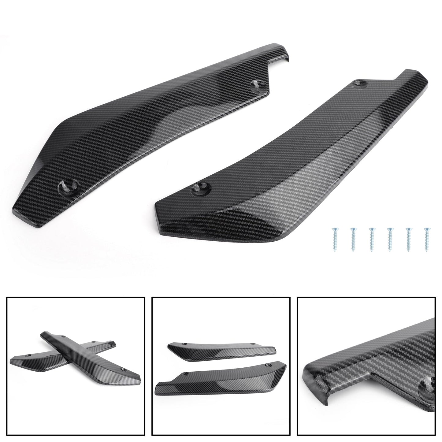 2X Car Rear Bumper Lip Diffuser Splitter Canard Protector Top Carbon Fiber Look
