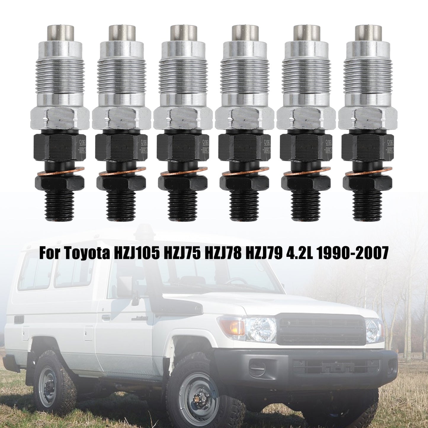 1990-2007 Toyota HZJ105 HZJ75 HZJ78 HZJ79 6PCS Fuel Injectors 23600-19075 Fedex Express