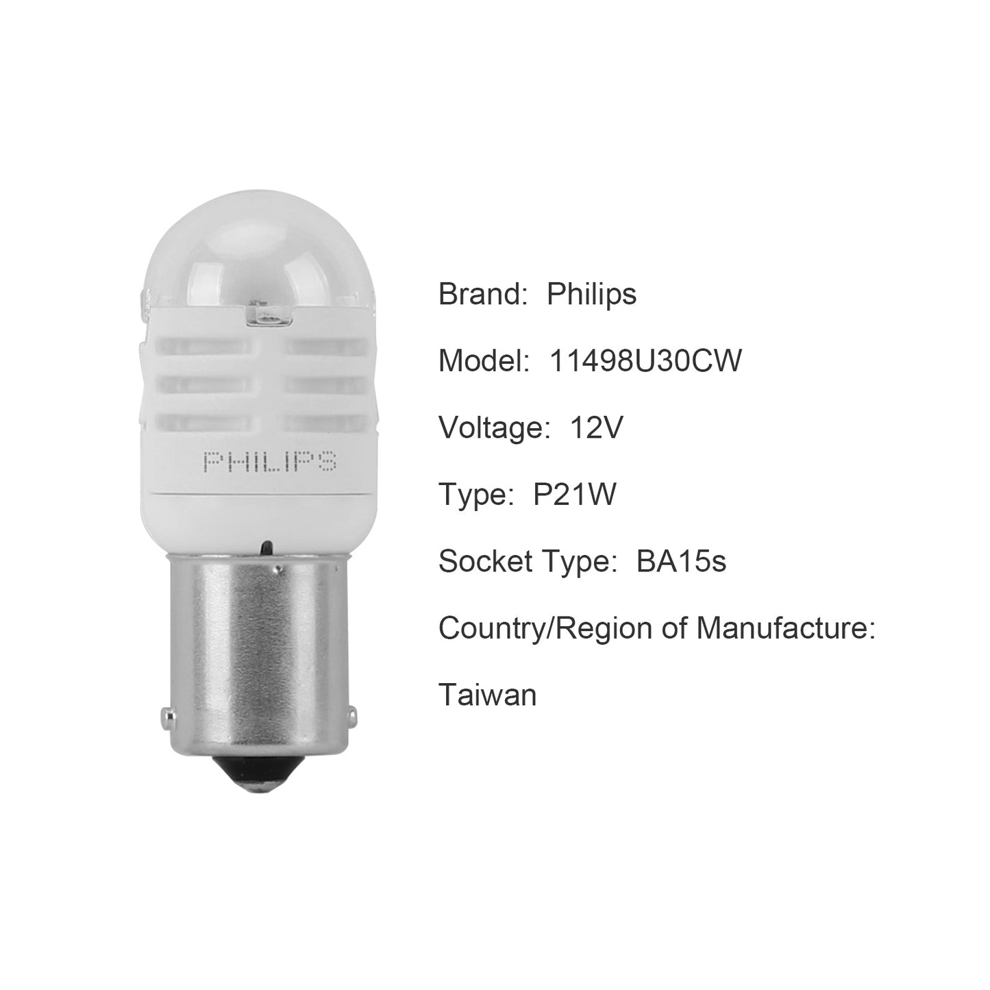 11498U30CWB2 For Philips P21W Ultinon Pro3000 LED White 6000K