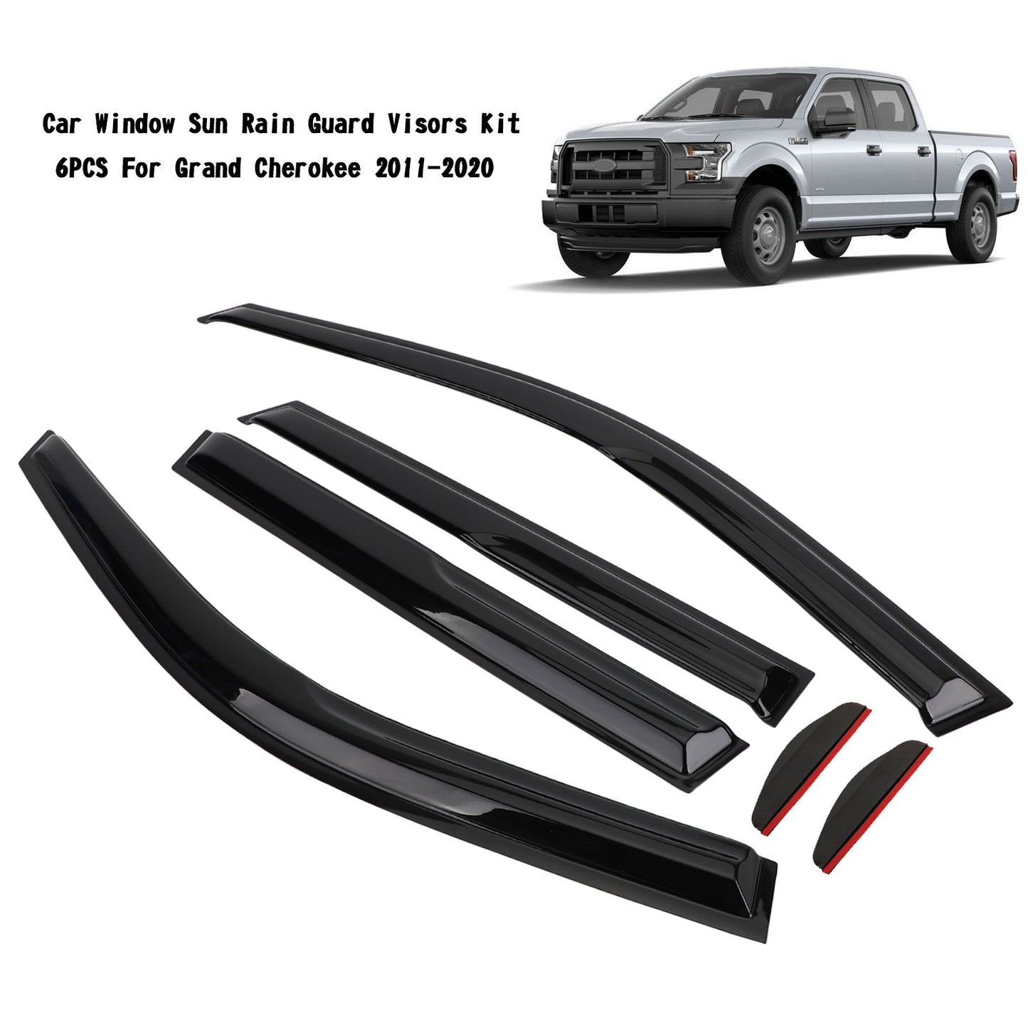 Car Window Sun Rain Guard Visors Kit 6PCS For Grand Cherokee 2011-2020