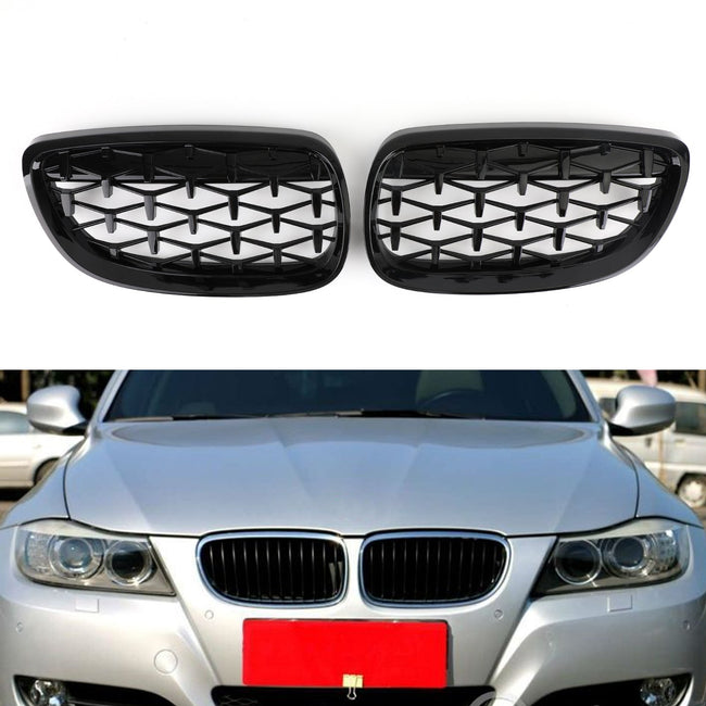 Front Kidney Grille Grill Fit BMW 2007-2010 E92 E93 328i 335i 2DR Meteor Black