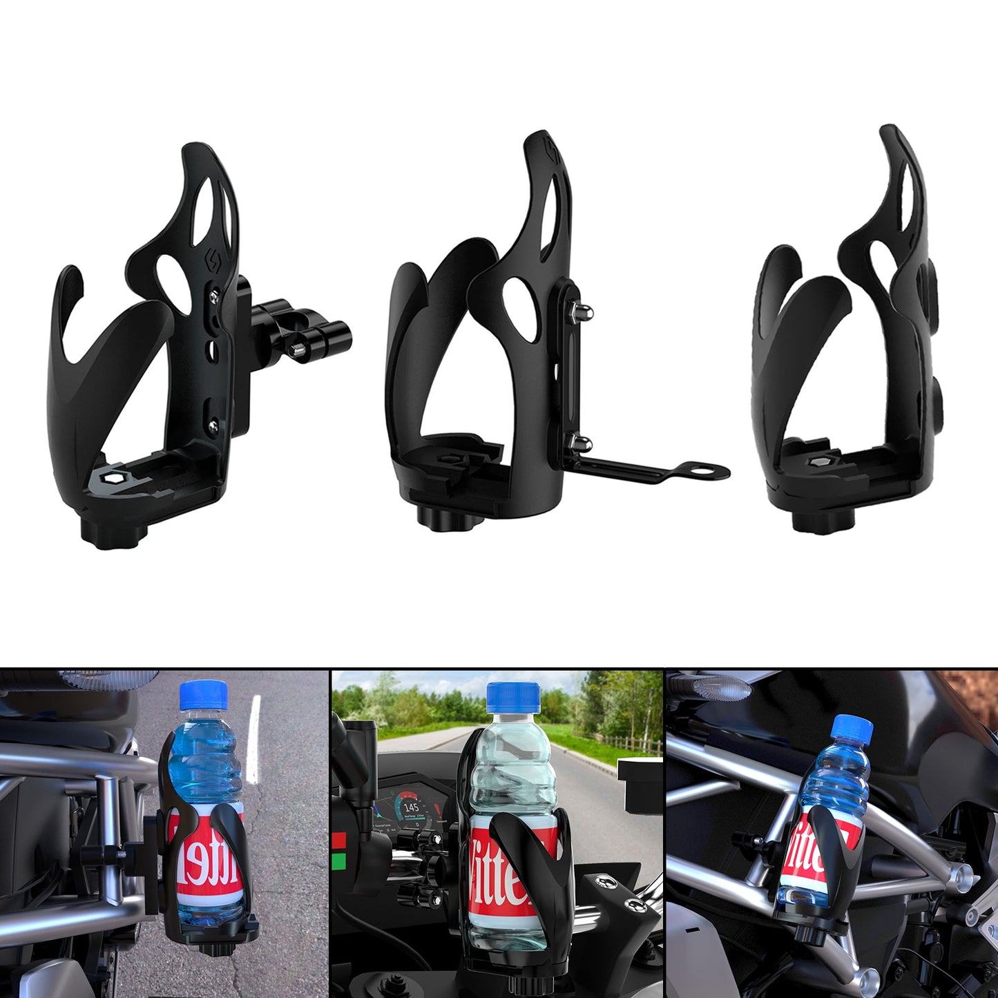 Motor Adjustable Handlebar Cup Holder Bottle Mount Bracket Black A For Scooter