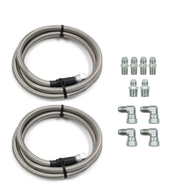 52" Length SS Braided Transmission Cooler Hose Lines TH350 700R4 TH400