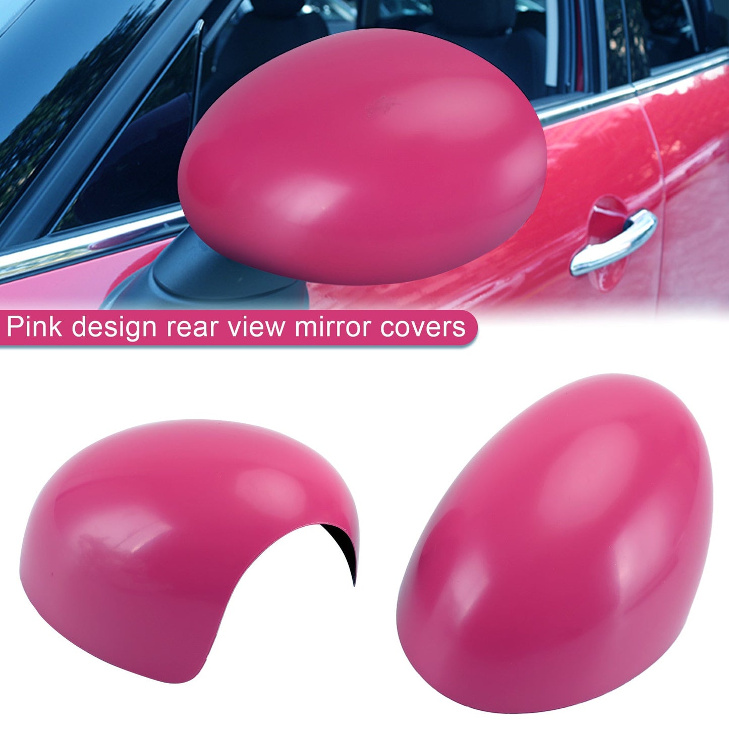 2 x Pink Mirror Covers for MINI Cooper R55 R56 R57 High Quality