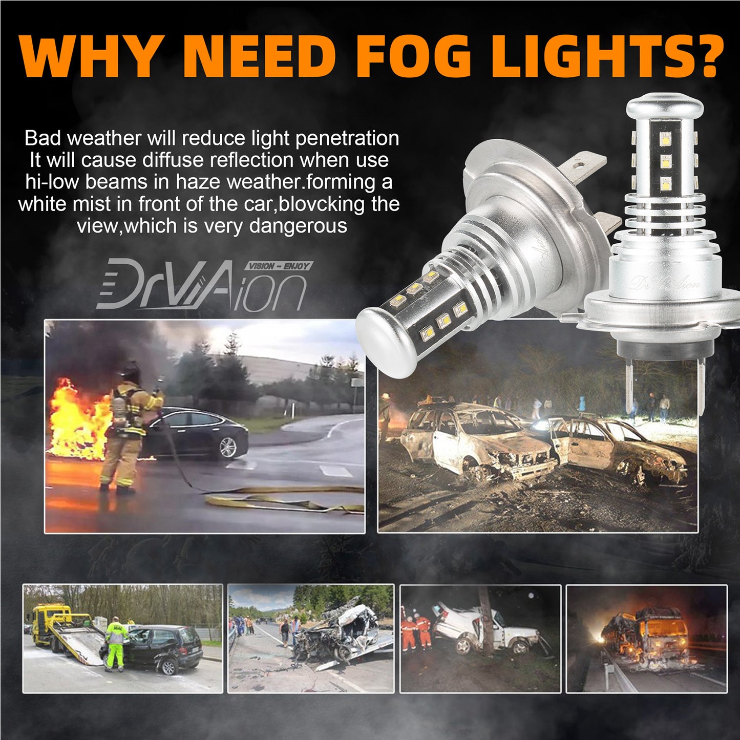 LED Headlight 6000K 2000W 300000LM Low Beam bulbs High Power