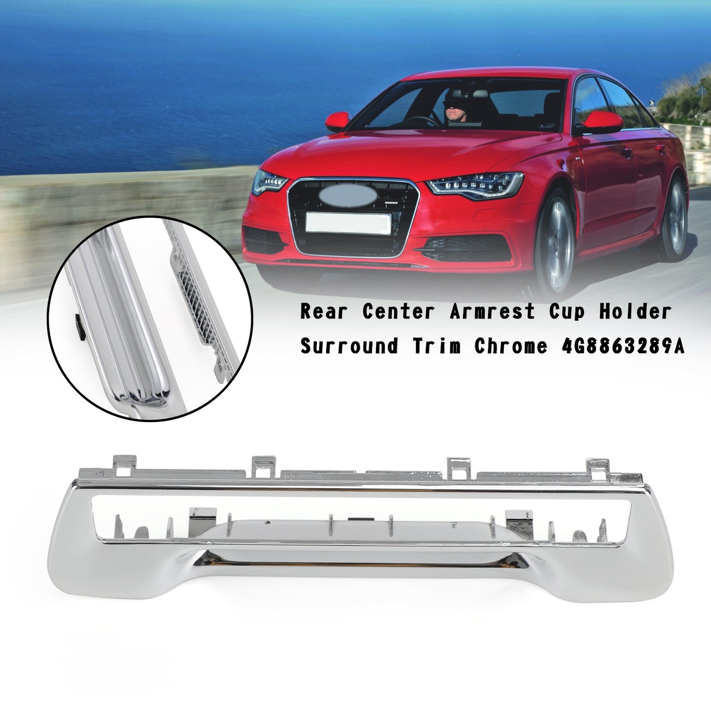 Rear Armrest Cup Holder Surround Trim 4G8863289A For AUDI A6 11-16 A7 11-16 C7