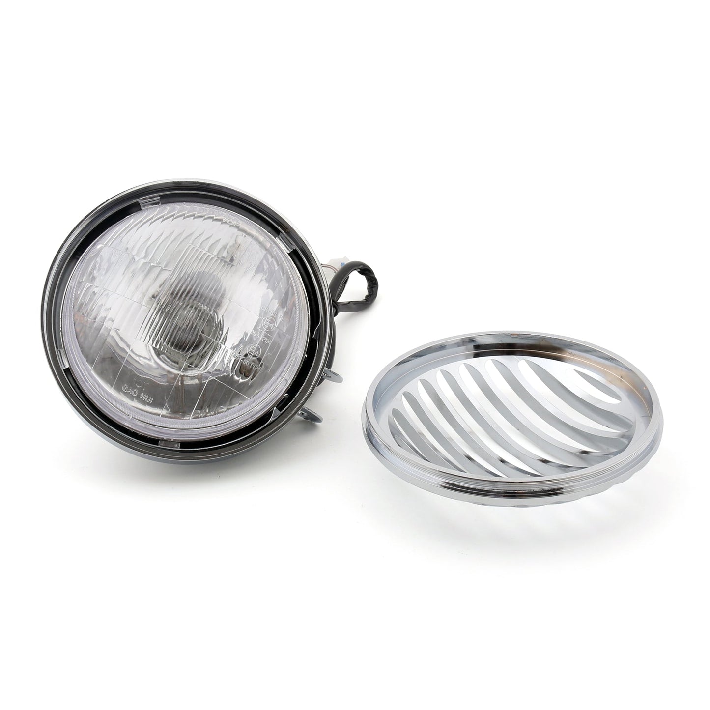 5 3/4" Headlight Headlamp w/ Grill Guard Chrome for Sportster XL883 XL1200 04-14