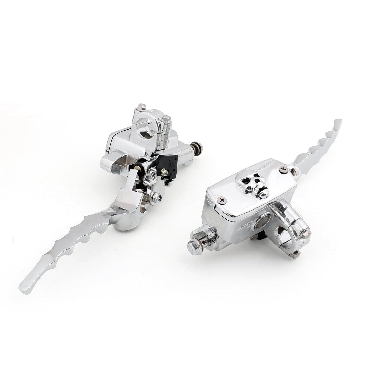 Skull 7/8" 22mm Pair Motorcycle Hydraulic Brake Master Cylinder & Clutch Lever S