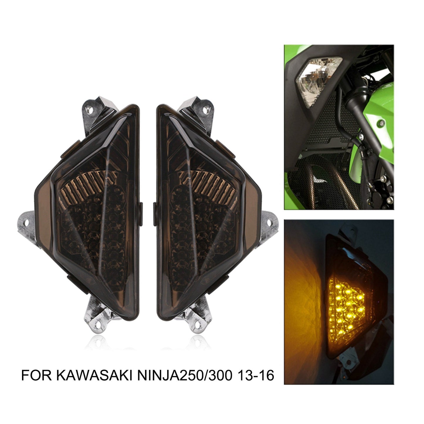 Motorcycle LED Front Turn Signal Light Lamp For KAWASAKI NINJA 250 300 2013-2016