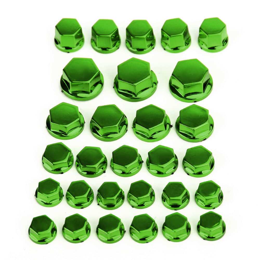 30pcs Motorcycle Black Plastic Hexagon Socket Screw Covers Bolt Nut Cap Cover