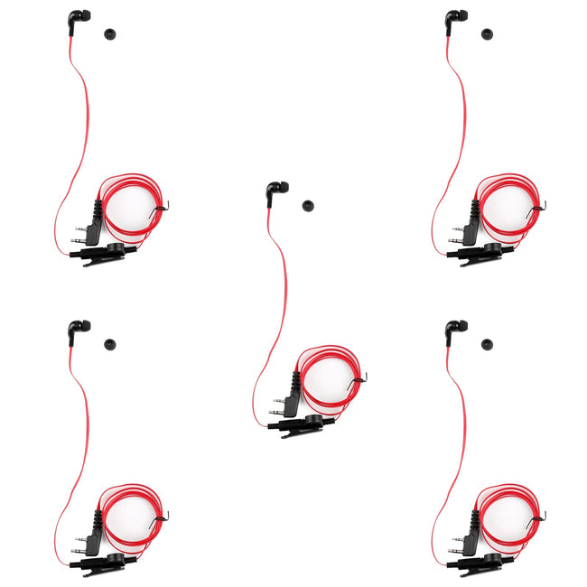 5x Headset Earpiece For Kenwood BAOFENG TYT LINTON UV-5R TG-UV2 Two Way Red