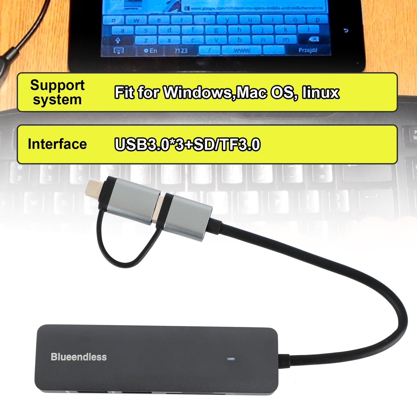 USB 3.0 4 in 1 USB C Hub Data Transmission for Macbook iPad Pro USB C Splitter