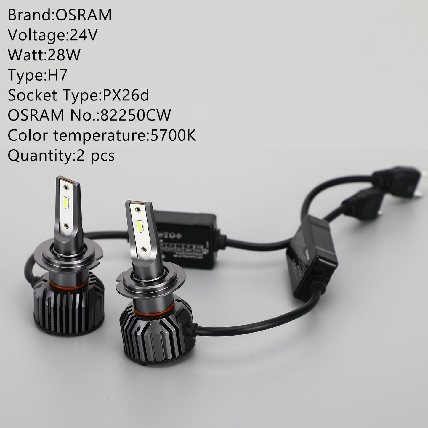 82250CW For OSRAM LED Truck Headlight Lamp H7 24V28W Cool White Light 5700K