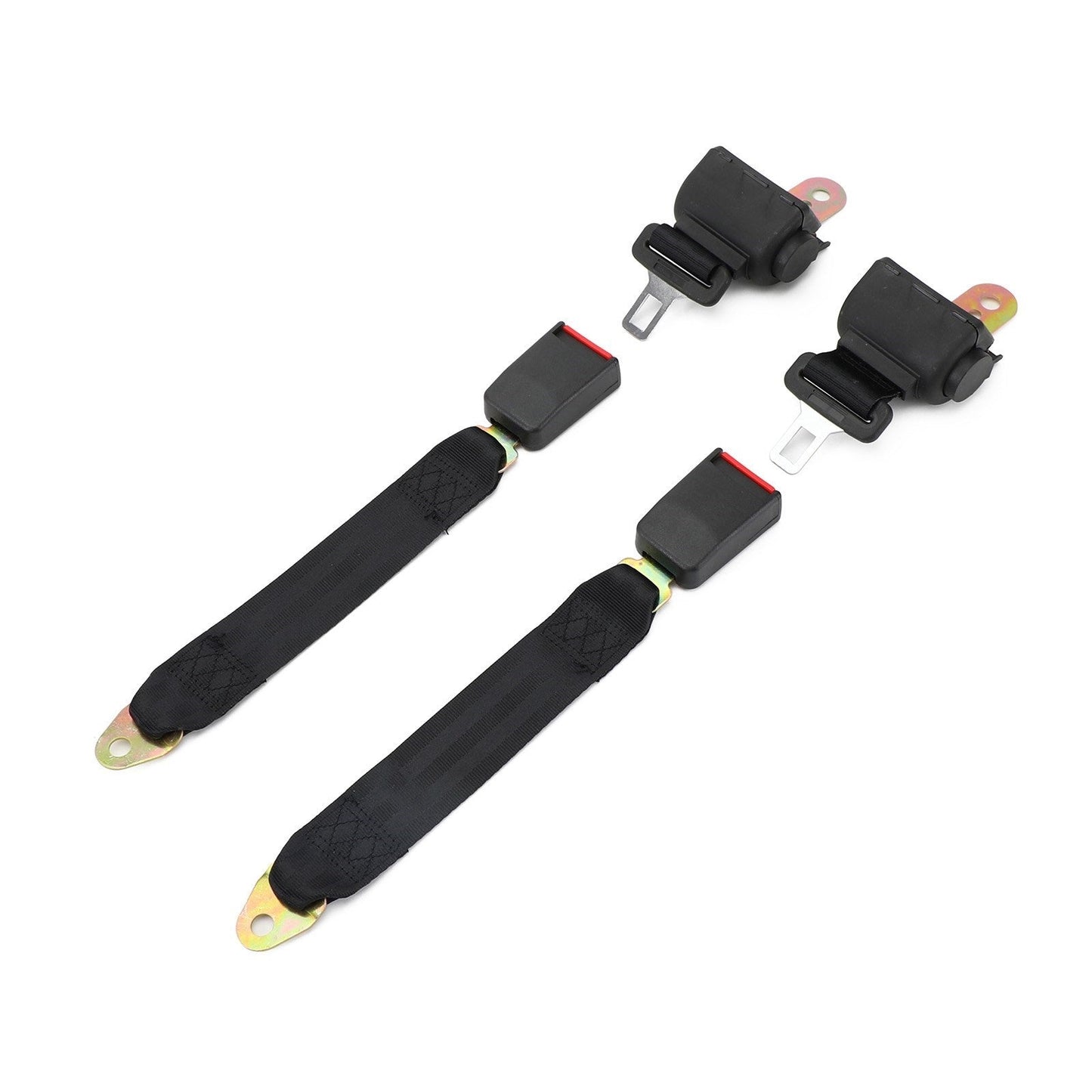 Universal Adjustable 2 Sets 2 Point Retractable Auto Car Safety Seat Belt Buckle