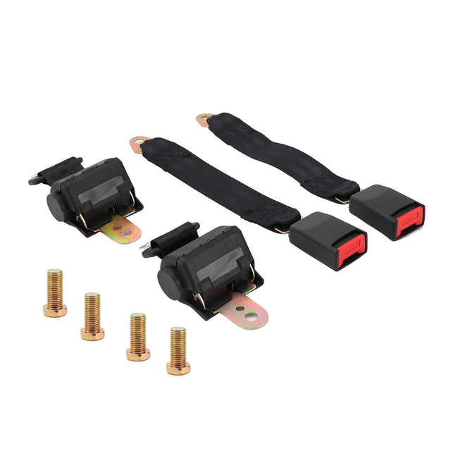 Universal Adjustable 2 Sets 2 Point Retractable Auto Car Safety Seat Belt Buckle